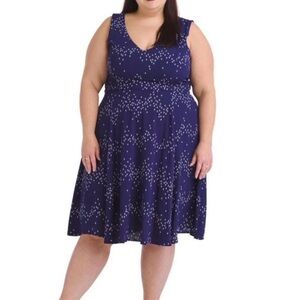 Eva Rose diamond print dress 3x Chic Navy Blue Sleeveless Midi Dress